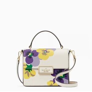 Kate Spade Reegan Crossbody with Purple and Yellow Pansies - New / Never Worn
